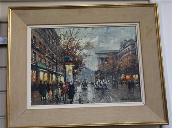 § Antoine Blanchard (1910-1988) Autumn in Paris and Busy Street 13 x 18in.